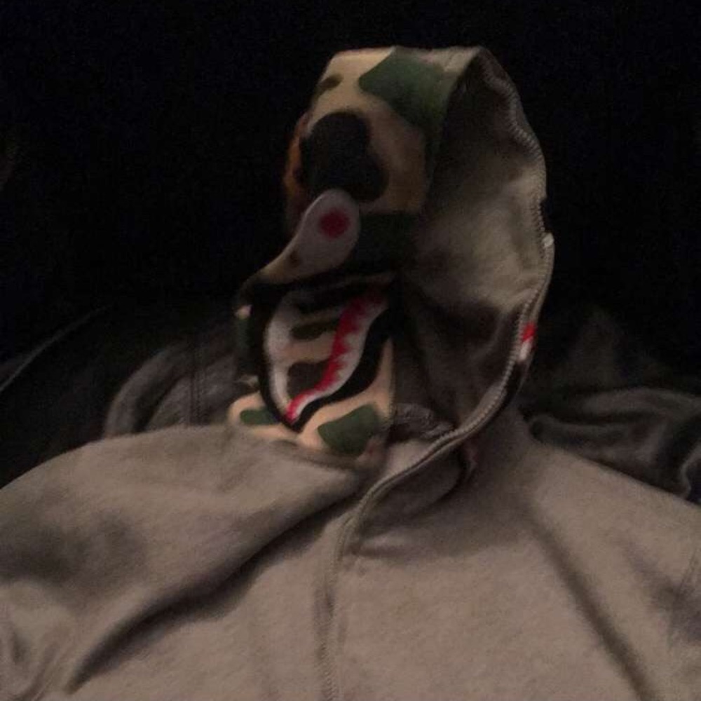 Grey bape hoodie size large ,